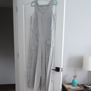 Max Studio Blue and White Striped Jumpsuit